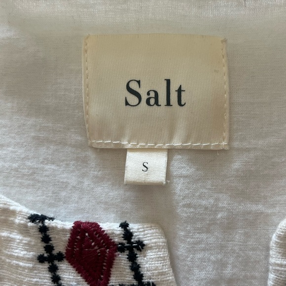 Roolee SALT Women’s Small Embroidered Boho Dress White Puff Sleeve - Picture 8 of 11